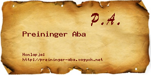 Preininger Aba névjegykártya
